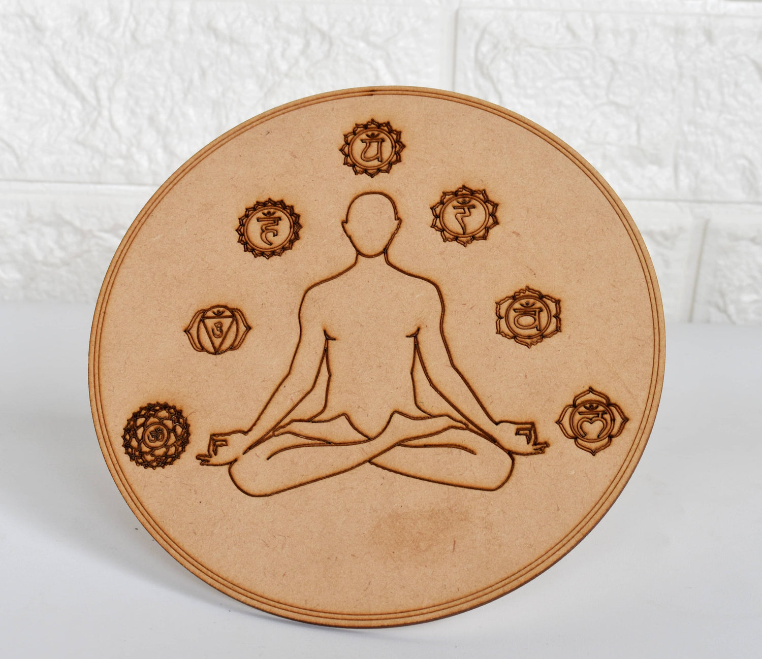 7Chakra Yoga Crystal Grid Board, 6" Wooden Crystal Grid Plate