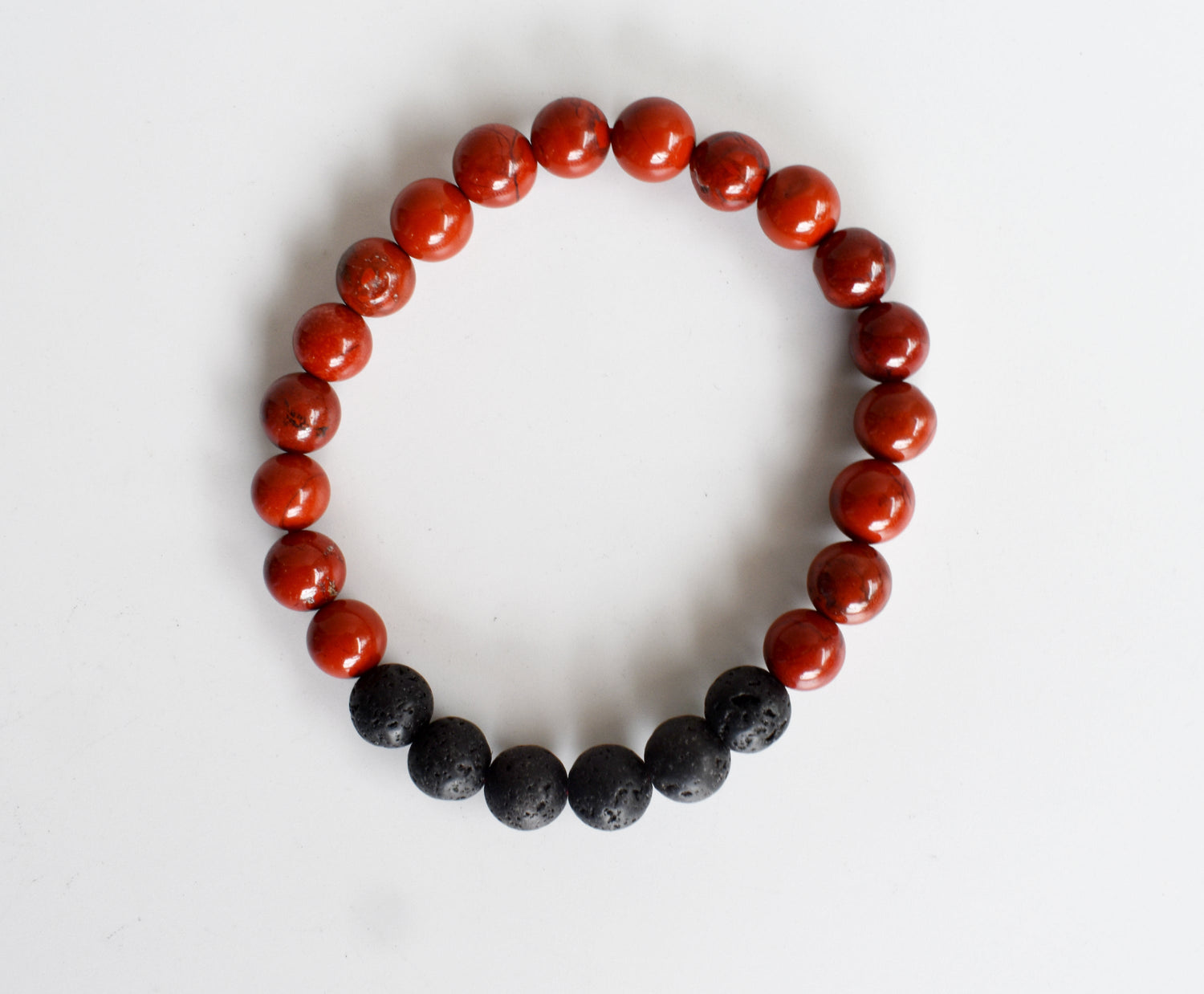 Red Jasper Diffuser Bracelet With Lava Beads