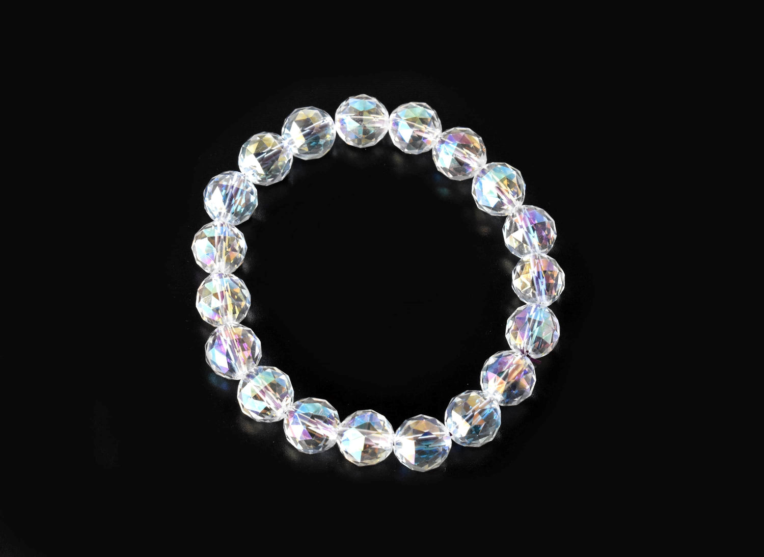 Faceted Aura Quartz Rainbow Moonstone Bracelet