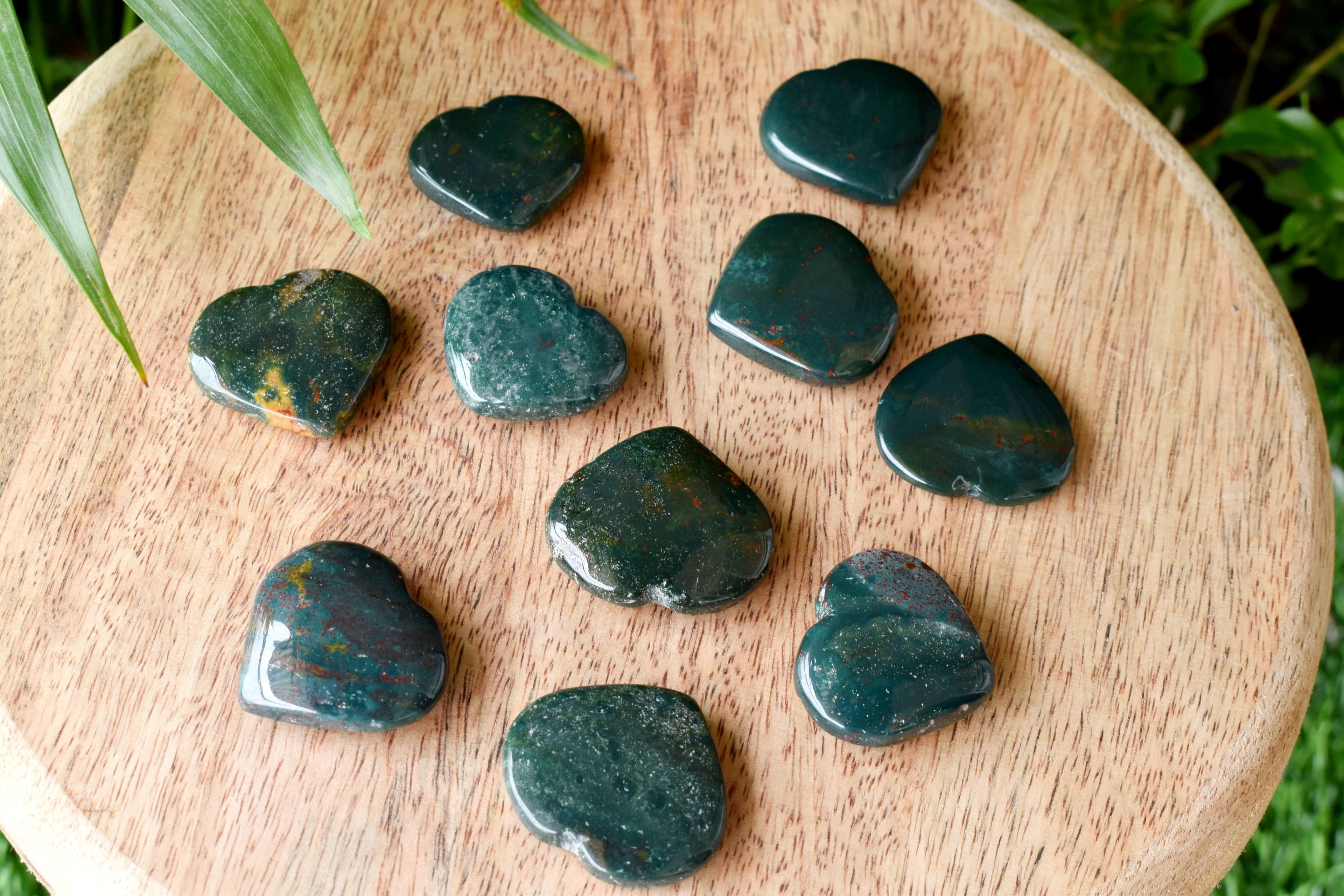 1 Inch Bloodstone Heart, Puffy Mini Pocket Stone Heart