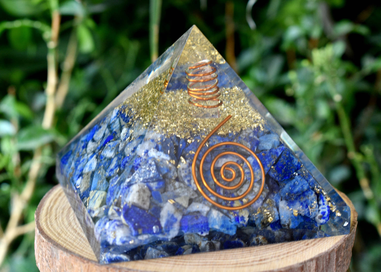 Lapis Lazuli Orgone pyramid, Clear Quartz Stone Pencil