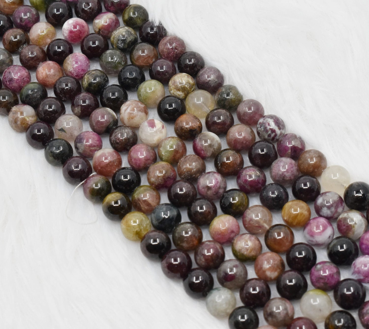 Natural Watermelon Tourmaline Round Beads