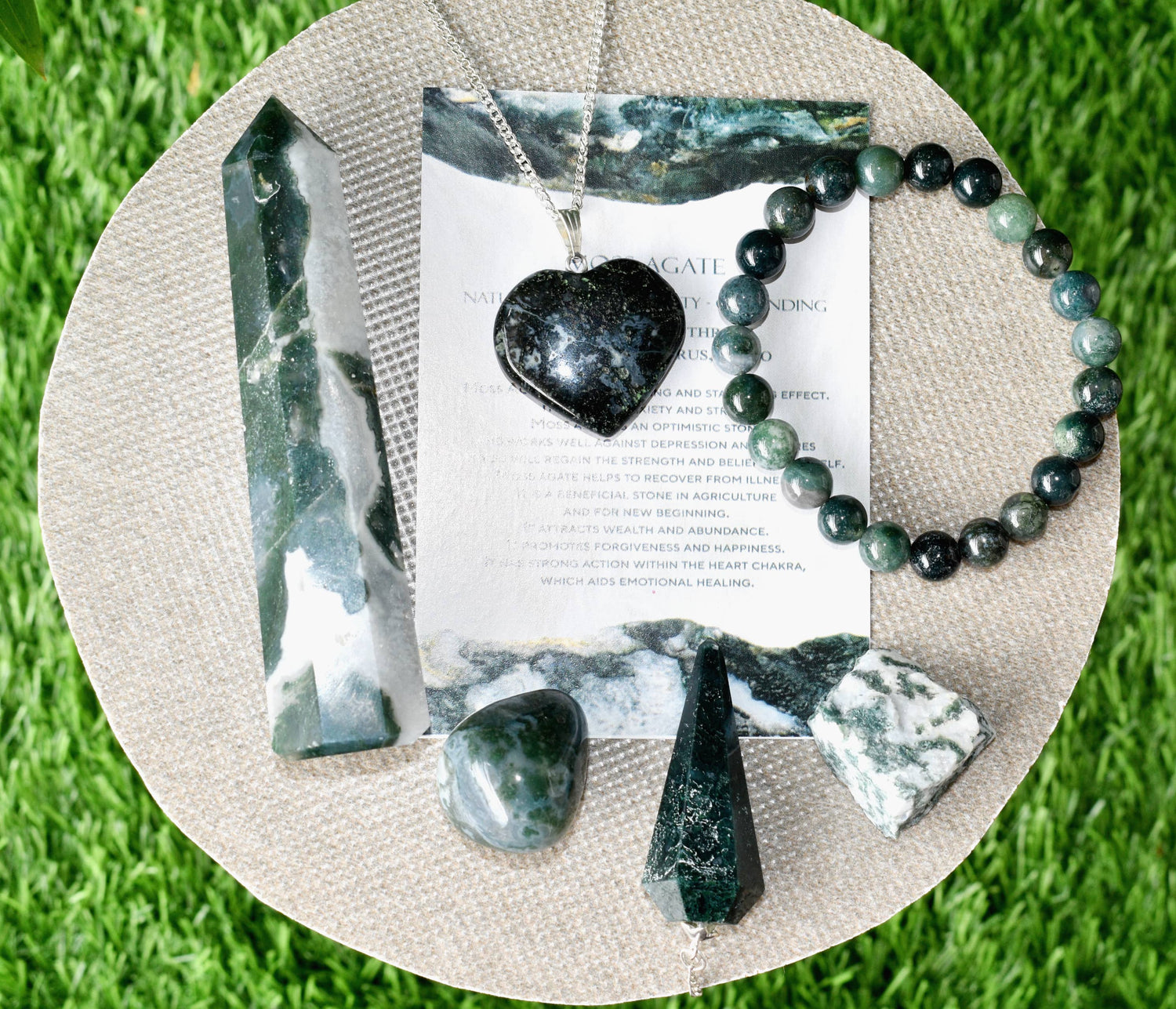 Moss Agate Crystal Gift Set
