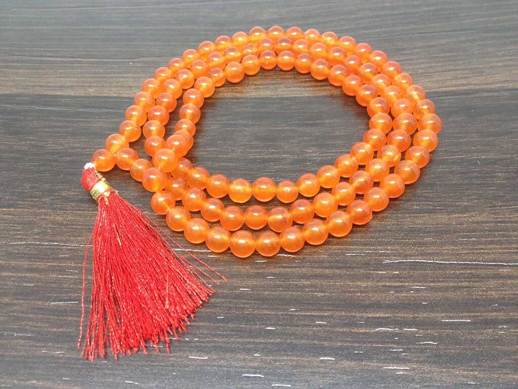 One (1) Natural 8mm  Red Onyx Mala With 108 Prayer Beads perfect For Mediation Carnelian Jap Mala Necklace