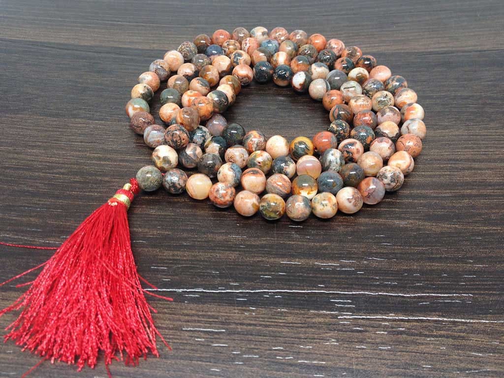 One (1) Natural 8mm Fire Agate Mala With 108 Prayer Beads Perfect For Mediation Fire Agate Jap mala ~ Mala Necklace ~ JP517